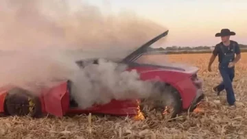 Su un campo di grano, a tutta velocità con una Ferrari del valore di 240 Mila euro ma...