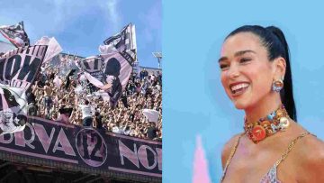 Dua Lipa con la maglia del Palermo