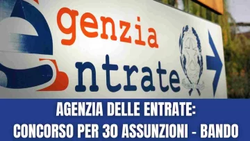 Sono attualmente disponibili 30 assunzioni tempo indeterminato presso l’Agenzia delle Entrate...