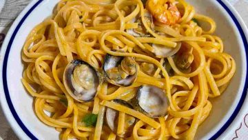 Linguine vongole e gamberetti