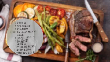 Dopo un pranzo in Sicilia a Catania, il cliente mostra lo scontrino, il costo del pranzo è veramente...