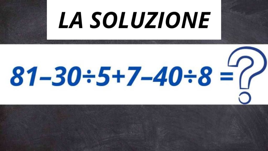 LA SOLUZIONE ALLA SFIDA MATEMATICA