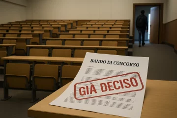 Guardate bene questa immagine: aula vuota, bando di concorso con il timbro “GIÀ DECISO”. È la...