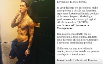 Un'università di Palermo vuole dare una laurea a Fabrizio Corona