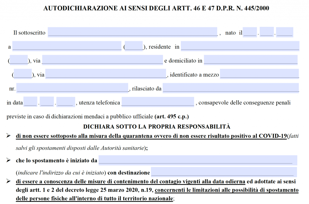 Ecco il Nuovo Modello di autocertificazione editabile VALIDO DA OGGI