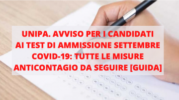 Unipa. Test di Ammissione. Misure anticontagio Covid-19