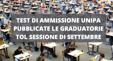 test di ammissione unipa. Graduatorie TOL settembre