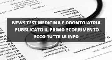 NEWS TEST MEDICINA 2020 PRIMO SCORRIMENTO