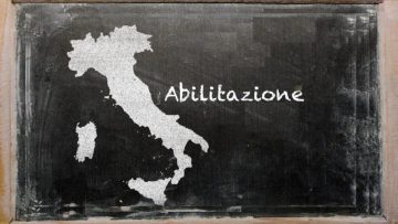 outline map of italy on blackboard