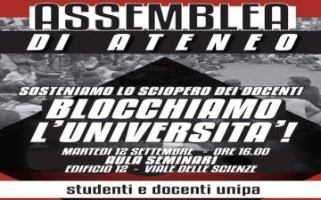 Martedì 12 settembre l'assemblea a sostegno dello sciopero dei docenti a Lettere